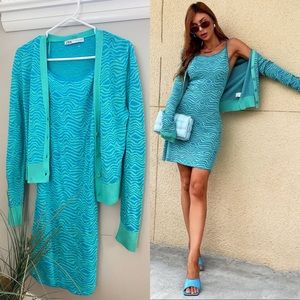 ZARA Turquoise Dress+Cardigan Set size S